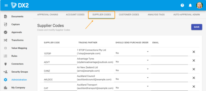 Supplier Codes - Before