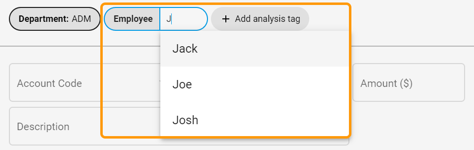 Analysis Tag Autocomplete Type