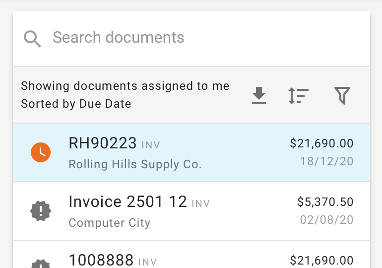 Searching and Filtering Approval Documents | DX2 Documentation