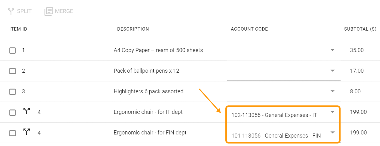 Distribution Summary adding account codes to split lines