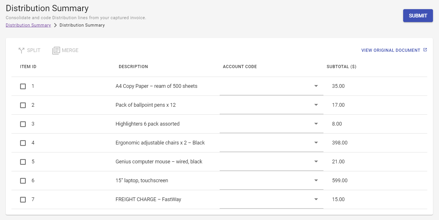 Distribution Summary Page