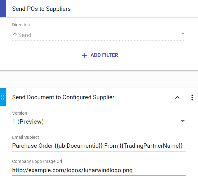 Set up rule to send PO so suppliers