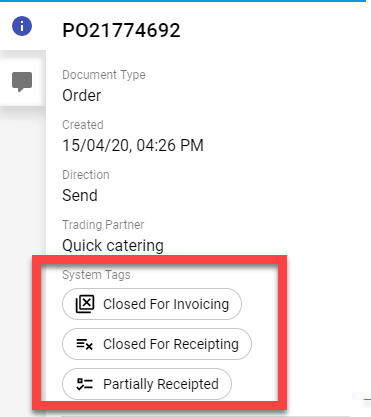 Closed for Invoicing Partially Receipted