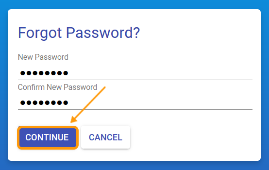 Confirm password in the reset screen.