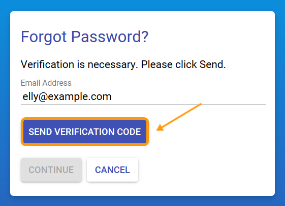 Send Code button on the password reset screen.