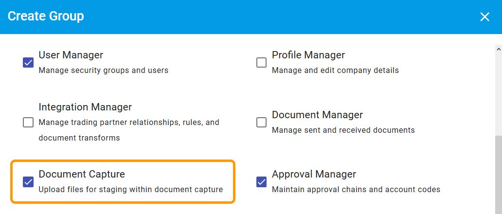 Document Capture option in Roles