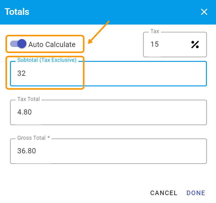 The Totals modal