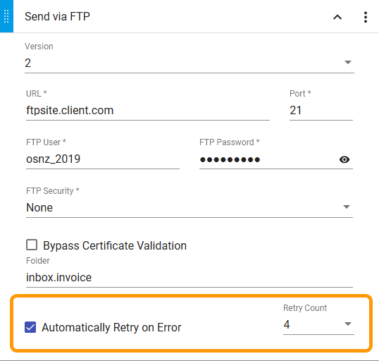 Auto-retry in send via FTP rule