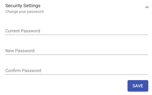 User Settings Password